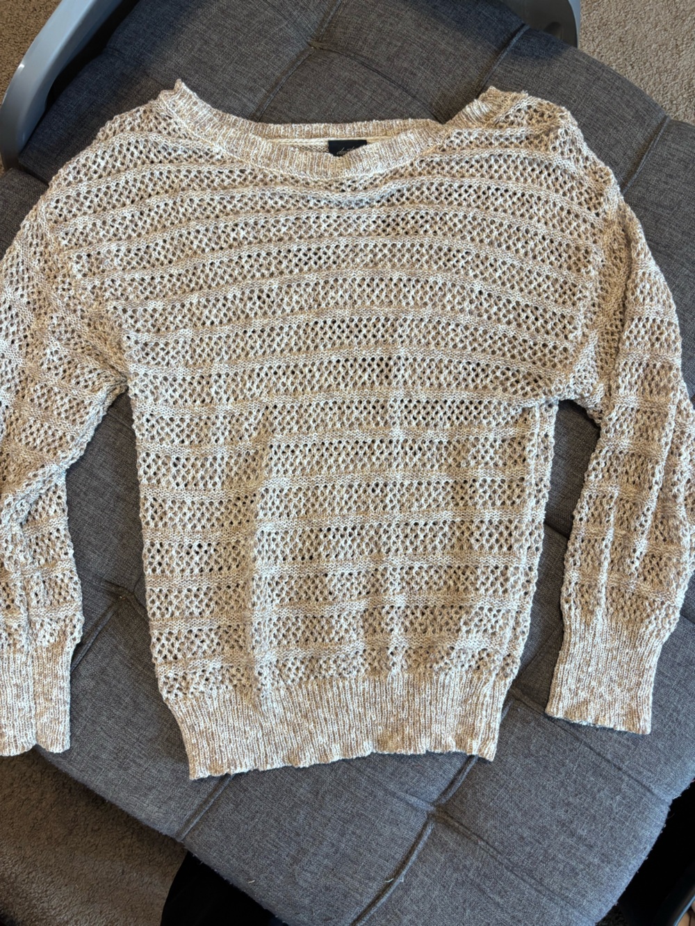 Daytrip Open-Knit Scoop Neck Sweater in Light Beige